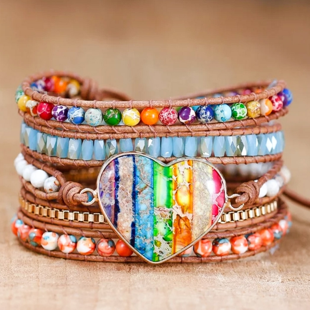 Chakra Romance Leather Wrap Bracelet - Picture 1 of 5